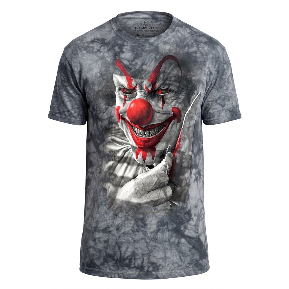 The Mountain Killer Clown Horror Graphic Tie Dye T-Shirt Mens Large Grey Red